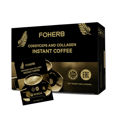 Instant coffee with collagen and cordyceps